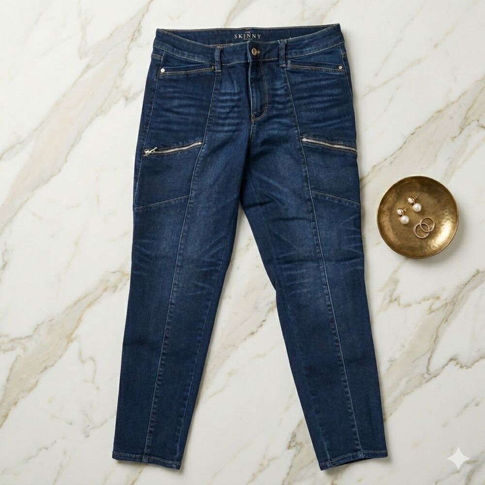 WHBM White House Black Market The Skinny Ankle Jeans - Size 12 - Dark Wash